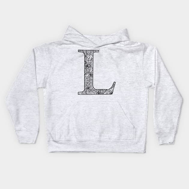 Floral  Letter Capital L Kids Hoodie by Shaseldine